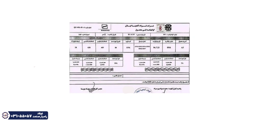 آنالیز میلگرد آناهیتا گیلان